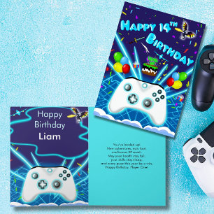 Tarjeta ¡Tarjeta de cumpleaños número 14 de Epic Gamer Hap
