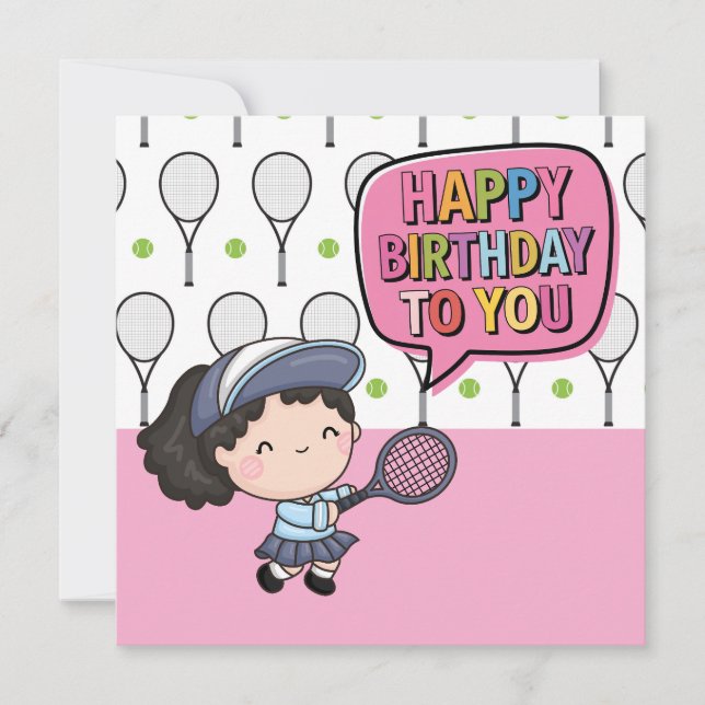 Tarjeta "Tarjeta de cumpleaños temática de tenis: ¡Aces y  (Anverso)