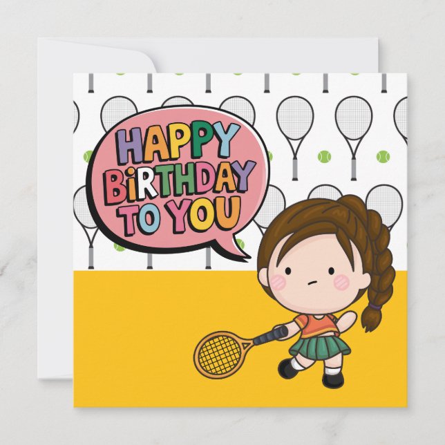 Tarjeta "Tarjeta de cumpleaños temática de tenis: ¡Aces y  (Anverso)