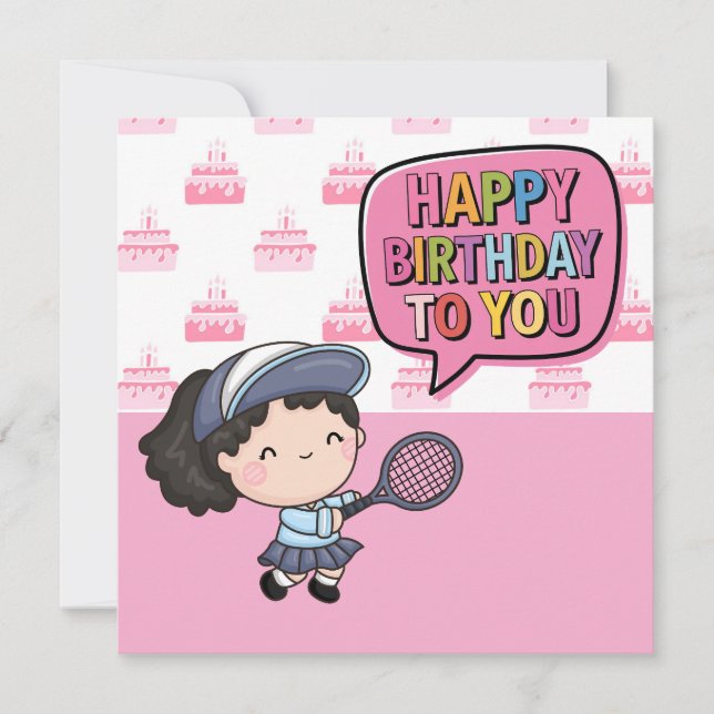 Tarjeta "Tarjeta de cumpleaños temática de tenis: ¡Aces y  (Anverso)