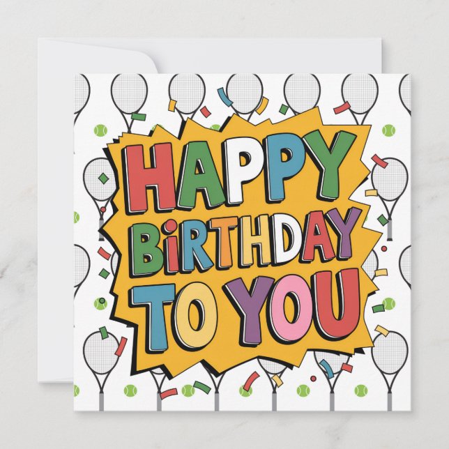 Tarjeta "Tarjeta de cumpleaños temática de tenis: Ases y a (Anverso)