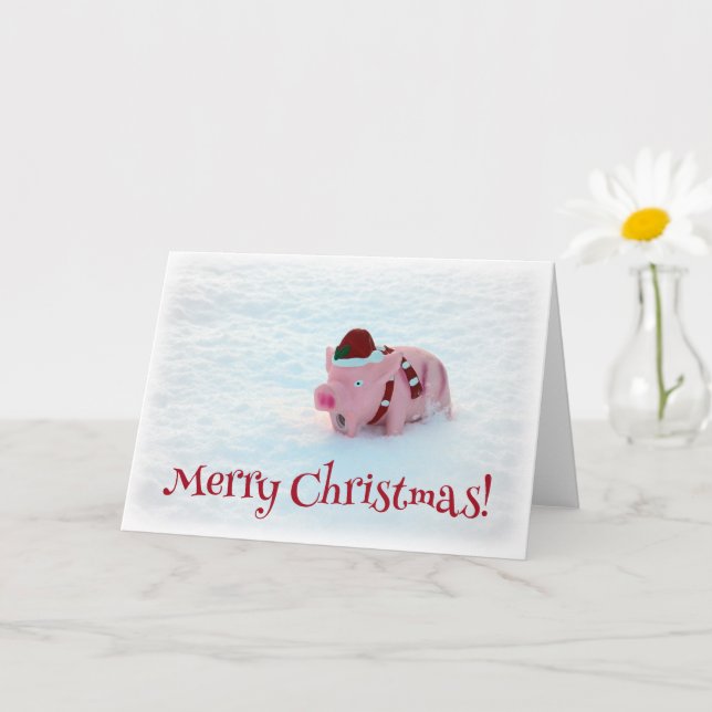 Tarjeta ¡Tarjeta de Felicitación de Cerdo de Navidad Adora (Planta pequeña)
