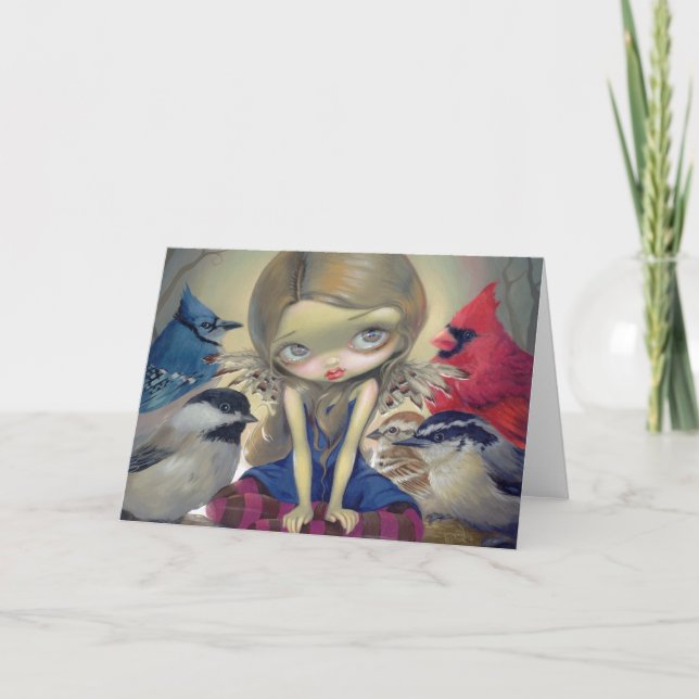Tarjeta "Tarjeta de felicitación de los pájaros del patio (Anverso)