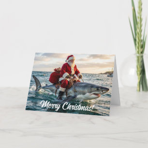 Tarjeta ¡Tarjeta de Felicitación de Papá Noel montado en t