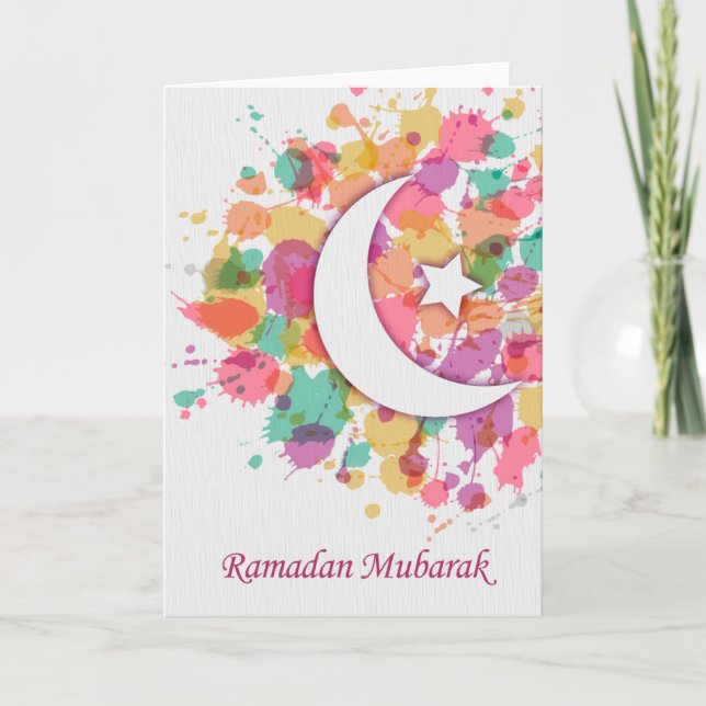 Tarjeta ¡Tarjeta de felicitación islámica Ramadan Mubarak! (Anverso)