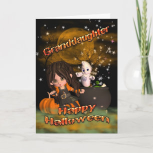 Tarjeta ¿Tarjeta de Halloween para la nieta, el truco o la