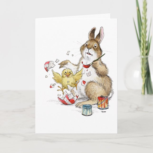 Tarjeta ¡Tarjeta de sorpresa de pintura de huevo de Pascua (Anverso)