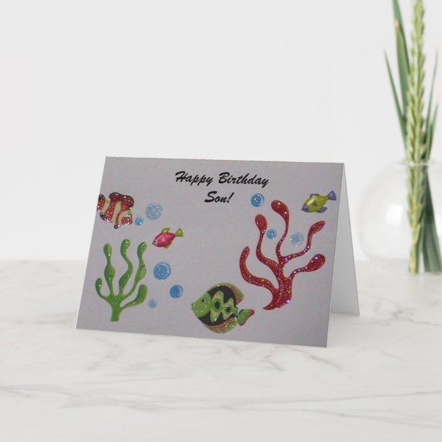 Tarjeta ¡Tarjeta del feliz cumpleaños para el hijo! (Anverso)