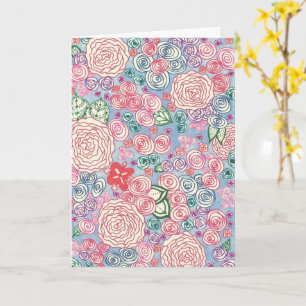 Tarjeta Tarjeta. Diseño "Rosas Fondo Azul"