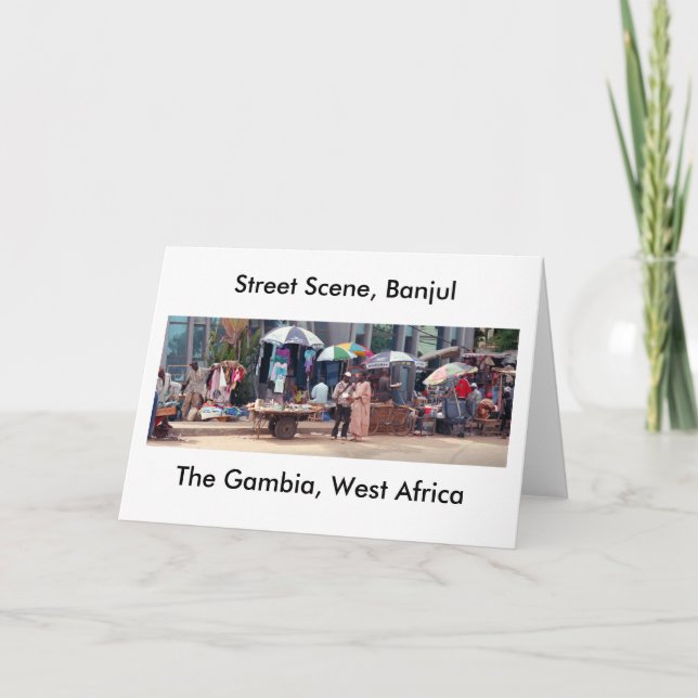 Tarjeta Tarjeta, "escena de la calle, Banjul, Gambia, (Anverso)