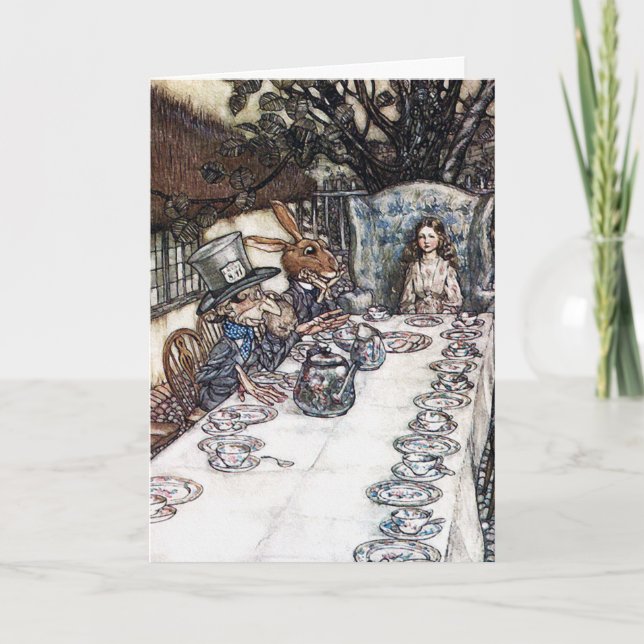 Tarjeta Tarjeta: Fiesta del té enojada del sombrerero - (Anverso)