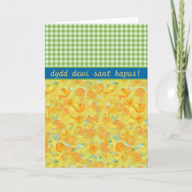 Tarjeta Tarjeta, narcisos y guinga del día de St David de (Anverso)
