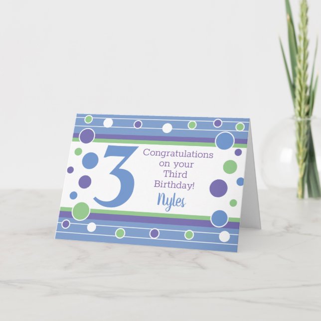 Tarjeta ¡Tarjeta personalizada de tercer cumpleaños! (Anverso)