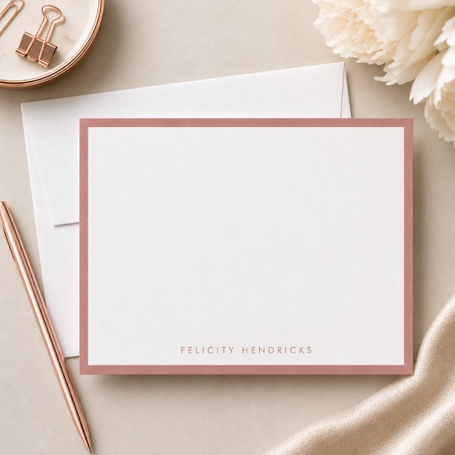 Tarjeta | Tarjetas de correspondencia elegantes de (Elegant rose gold border note card by Guava - modern, minimalist, and easily customizable.)