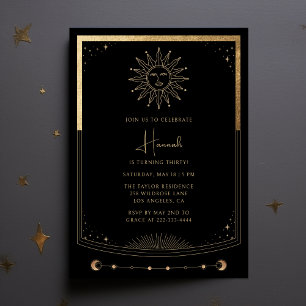 Tarjeta Tarot Black Gold Invitación de cumpleaños 
