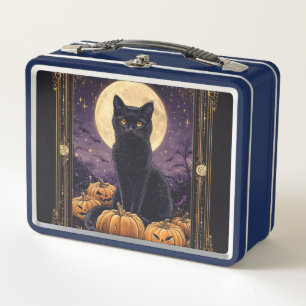 Tarjeta tarot con temática de Halloween con gato n