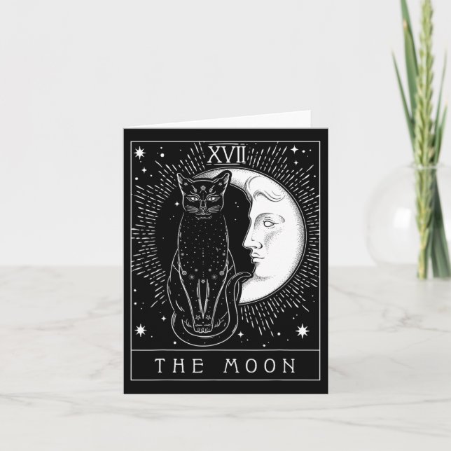 Tarjeta Tarot Crescent Moon And Cat Graphic (Anverso)