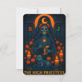 Tarjeta Tarot de alta sacerdotisa Neon Dia de los 