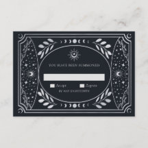 Tarjeta Tarot elegante plateada Boda RSVP