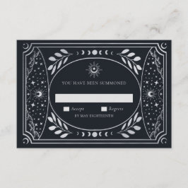 Tarjeta Tarot elegante plateada Boda RSVP