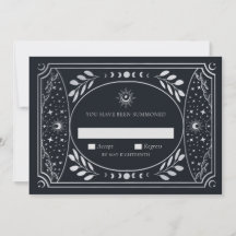 Tarjeta Tarot elegante plateada Boda RSVP