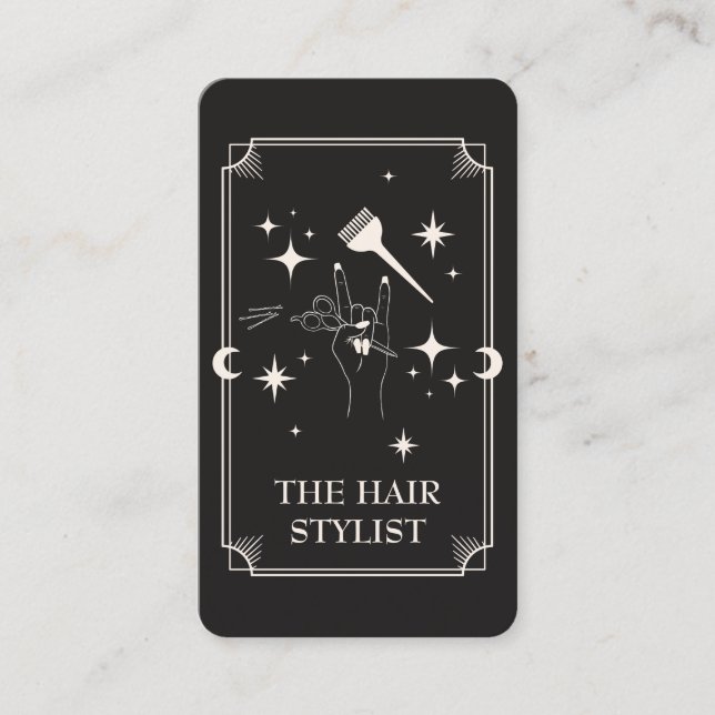 Tarjeta Tarot Hair Stylist Celestial Business Card (Anverso)