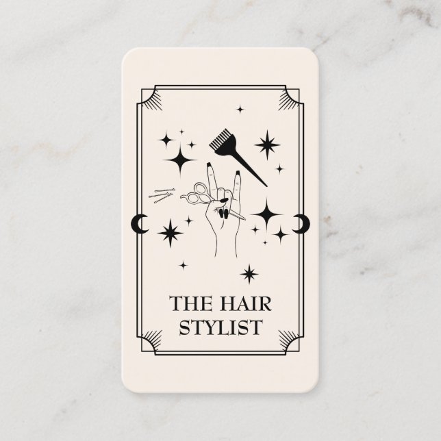 Tarjeta Tarot Hair Stylist Celestial Business Card (Anverso)