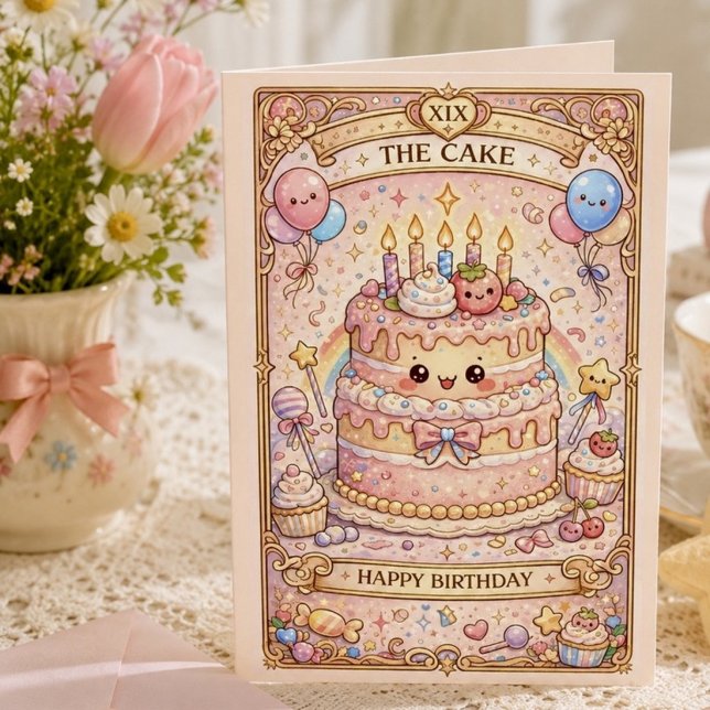 Tarjeta Tarot Kawaii de Cumpleaños “El Pastel” Monada past (Subido por el creador)