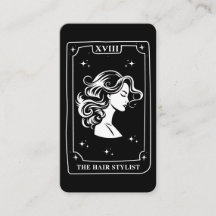 Tarjeta Tarot mística Estilo de cabello negro y bl