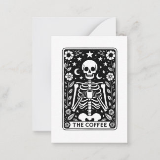 Tarjeta Tarot monocroma "El café" Skeleton |
