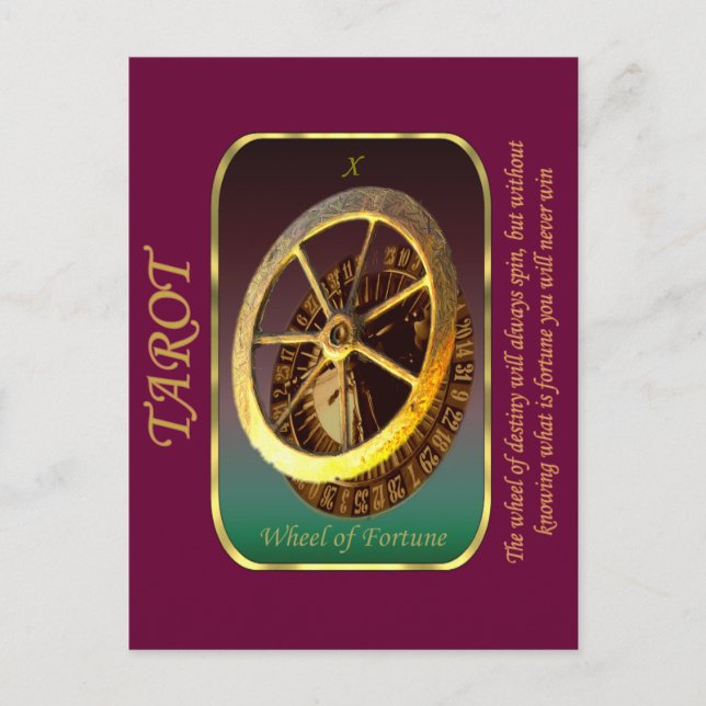 Tarjeta Tarot - Rueda de la fortuna (Anverso)