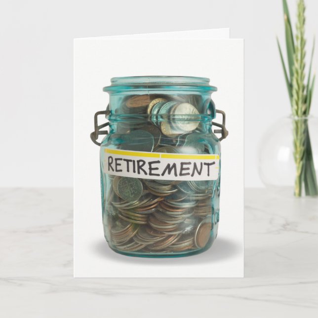 Tarjeta tarro de las monedas para los congrats del retiro (Anverso)