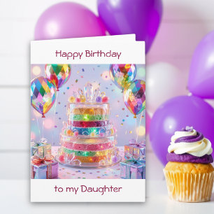 Tarjeta Tarta Cristalina Cumpleaños de la Hija