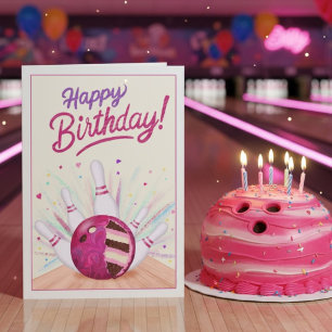 Tarjeta Tarta de Bola de Bolos Sorpresa de Cumpleaños