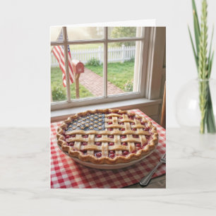 Tarjeta Tarta de cereza con corteza de bandera americana