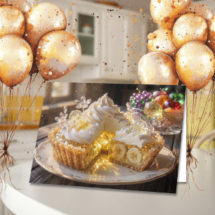 Tarjeta Tarta De Crema De Plátano De Cristal Brillante Fel