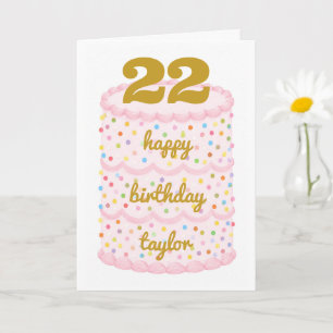 Tarjeta Tarta de cumpleaños con confeti personalizada con