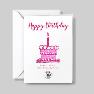 Tarjeta Tarta de cumpleaños con crayón rosa simple corpora