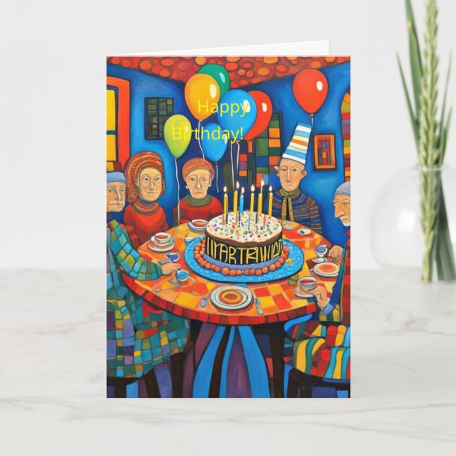 Tarjeta Tarta de cumpleaños con velas (Anverso)