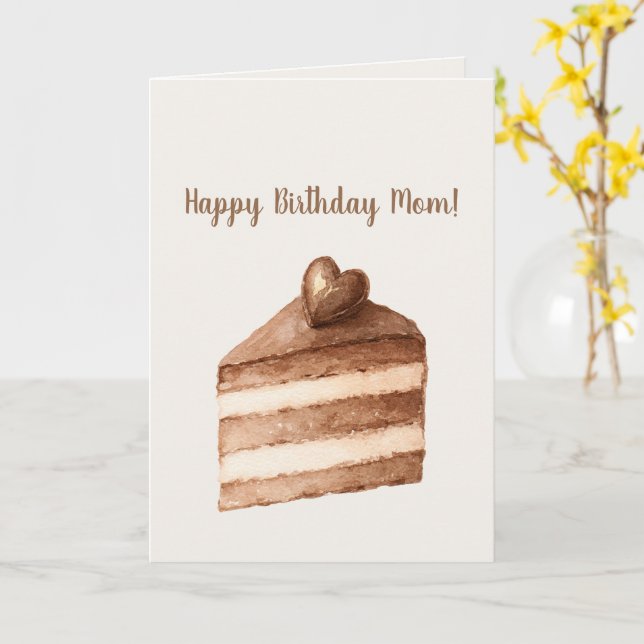 Tarjeta Tarta De Cumpleaños Corazón De Crema De Chocolate (flor amarilla)