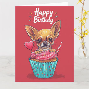 Tarjeta Tarta De Cumpleaños De Anime De Chihuahua Con Pata