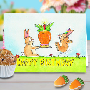 Tarjeta Tarta de Cumpleaños de Conejito Saludos