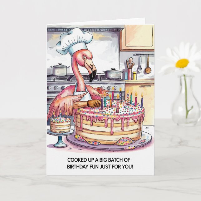 Tarjeta Tarta de cumpleaños de flamenco Gran lote de diver (Planta pequeña)