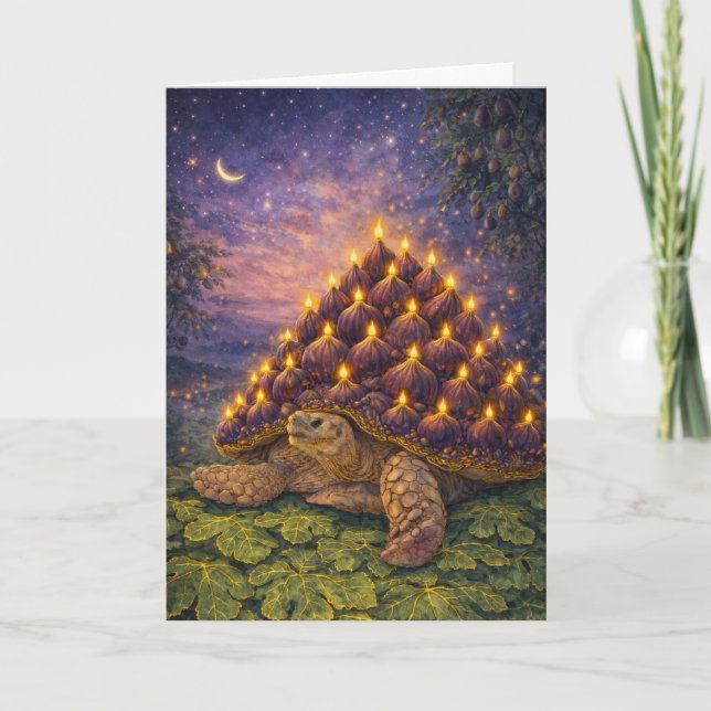 Tarjeta Tarta de cumpleaños de higo de tortuga Sulcata de  (Anverso)