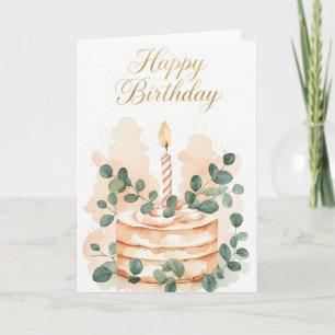 Tarjeta Tarta De Cumpleaños De Melocotón Feliz Cumpleaños