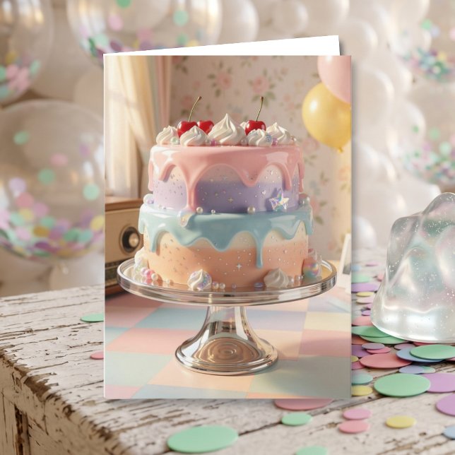 Tarjeta Tarta de Cumpleaños de Vidrio Pastel con Cerezas (Subido por el creador)