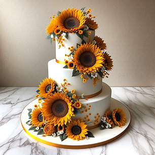 TARJETA TARTA DE CUMPLEAÑOS DECORADA CON GIRASOLES ELEGANT