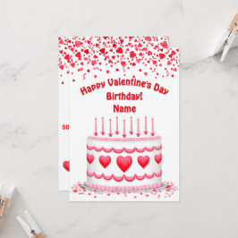 Tarjeta Tarta de cumpleaños del día de San Valentín Velas