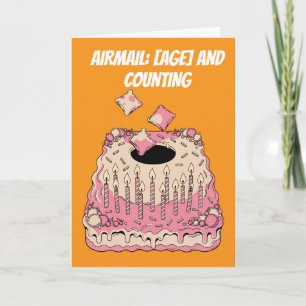 Tarjeta Tarta de cumpleaños divertida con lanzamiento de s
