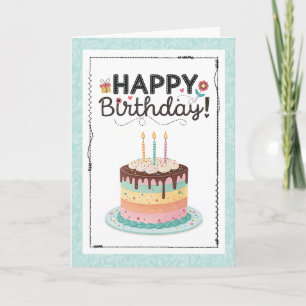 Tarjeta Tarta De Cumpleaños Dulce Regalo